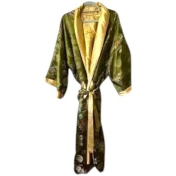 Vintage Silk Dragon Reversible Kimono Housecoat Robe Direct from Saigon Large - Picture 2 of 9